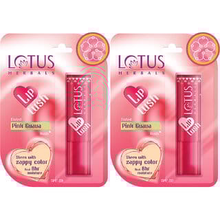Lotus Herbals Lip Lush Tinted Lip Balm - Pink Guava Rush  Spf 20  8H Moisturisation  3.5G ( Pack Of 2 )