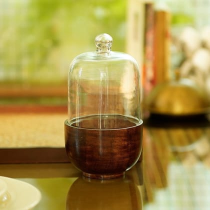CORJUEM CLOCHE-CLEAR WHITE / MANGO WOOD | BLOWN GLASS / 1 CLOCHE