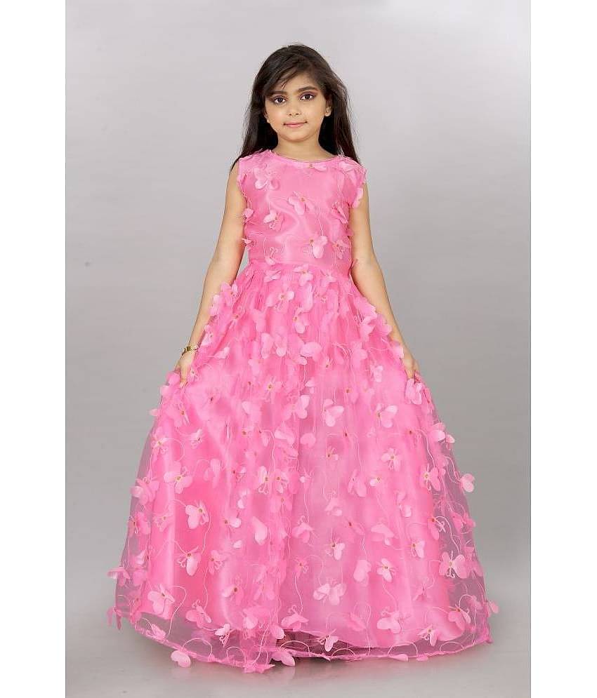 JULEE Net Gown For Girls ( Pack of 1 , Magenta )
