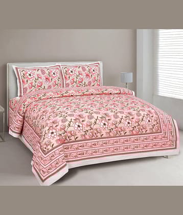 Uniqchoice - Orange Cotton Double Bedsheet with 2 Pillow Covers