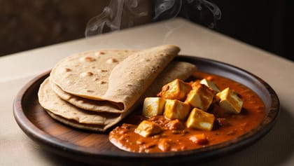 Jowar/bajra/multi millet roti + palak paneer / kadhai paneer
