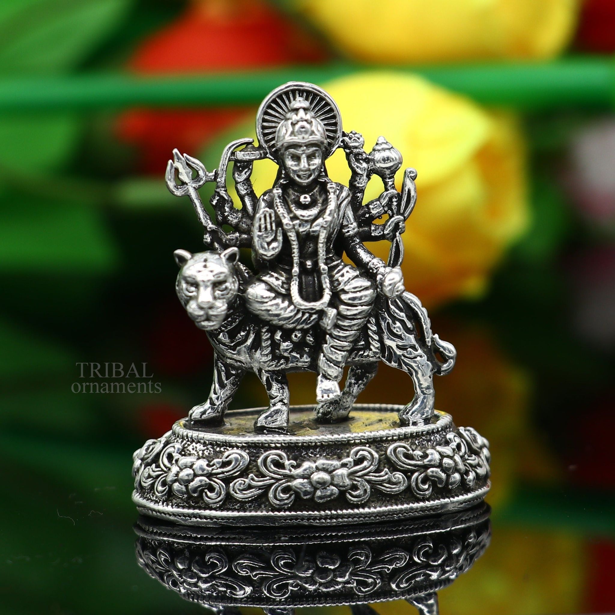 925 Sterling silver Goddess durga/bhawani maa, Pooja Articles statue, handcrafted decorative statue sculpture amazing gifting Art489