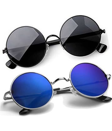 Elligator Multicolor Round Sunglasses ( Pack of 2 )