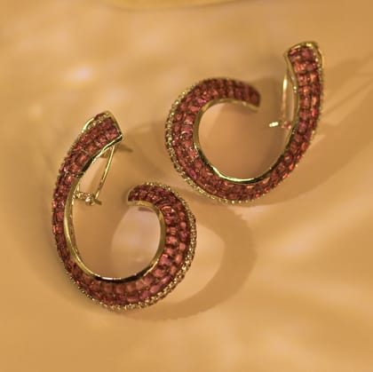 Curly Hoops-Light Red
