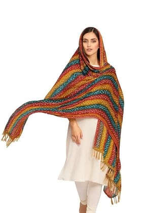 Rajasthani Bandhani Chinon Silk Dupatta for Women, Jaipuri Bandhej Printed Dupatta, Lightweight Soft Fabric, Colorful Ethnic Dupatta for Suit, Lehenga & Festive Use