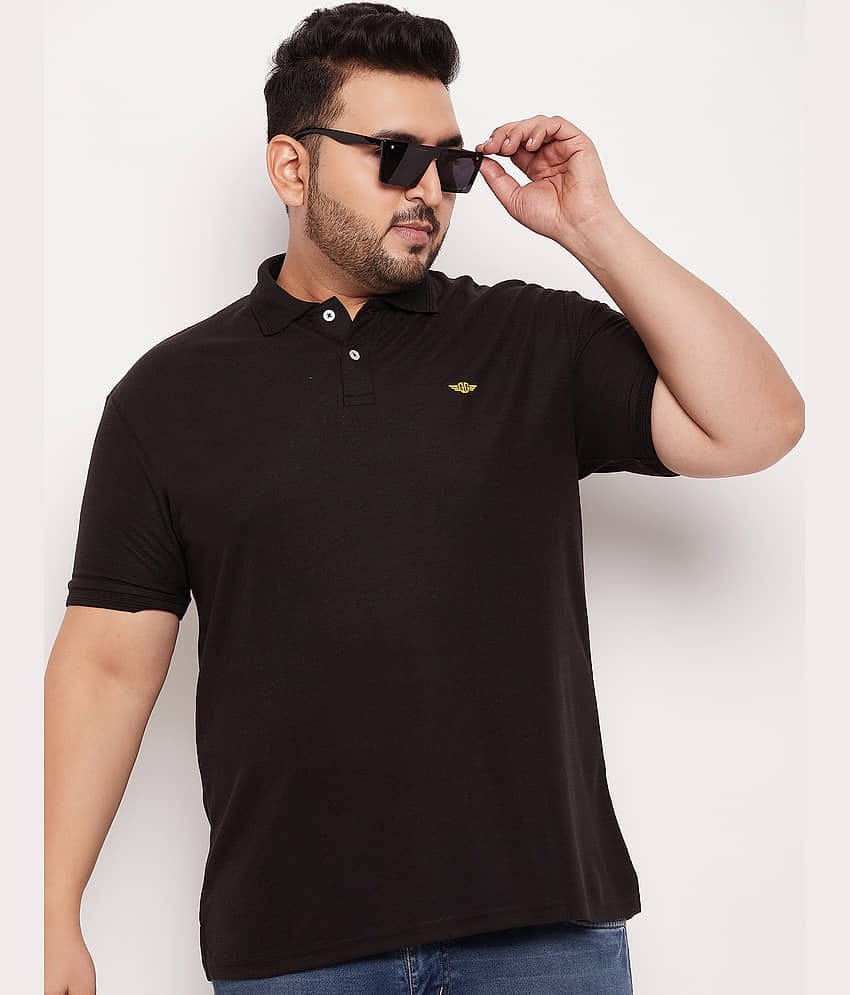 GET GOLF Pack of 1 Cotton Blend Regular Fit Solid Half Sleeves Men's Polo T Shirt ( Black )