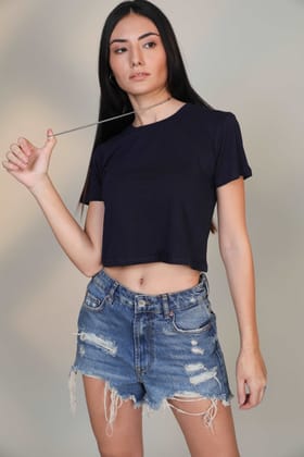 Crop Top- Navy-XS