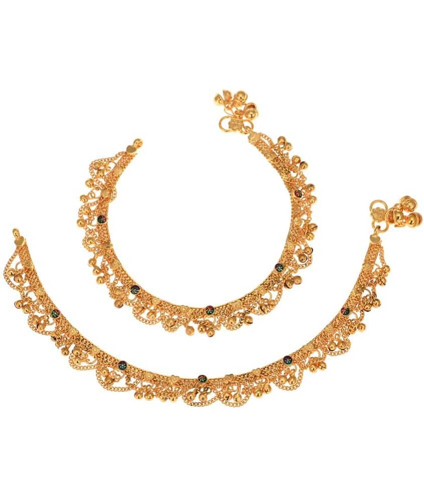 AanyaCentric - Gold Anklets ( Pack of 2 )