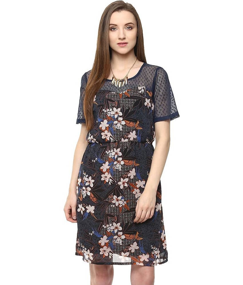 Zima Leto Women Polyester A-line Dress ( Navy )