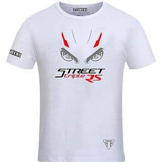 Fastbend Mens White Printed Cotton Blend Round Neck T-Shirt
