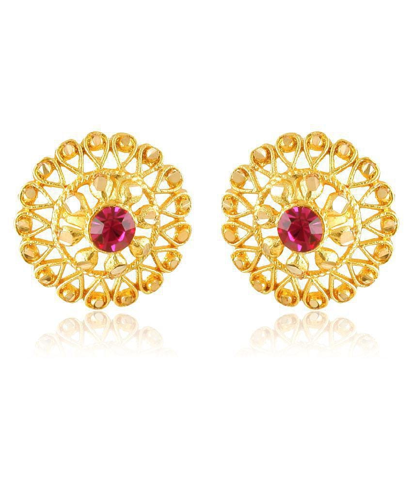 Vighnaharta - Golden Stud Earrings ( Pack of 1 ) - Golden
