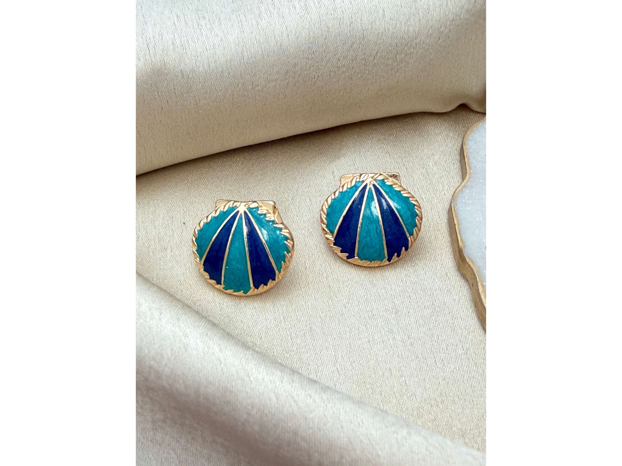 Ishkaara Blue Sea Shell Earrings