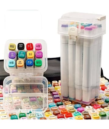 KRAMOX 12 Colours Dual Tip White Art Markers with Sturdy Carrying Case Chisel & Fine Tip Marker Pens for Kids Adult Beginners Art Class Alcohol Markers for Painting Sketching Drawing Colouring