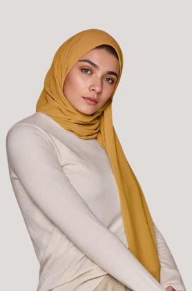 Premium Chiffon Hijab - Mustard-Mustard