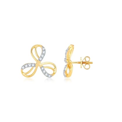 Senco Gold Autumn Poetry Diamond Studs (2.4 gram / 0.14 Ct / HI-SI / 18K Yellow Gold)