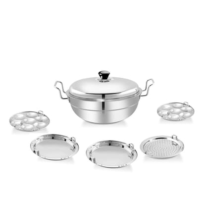 Softel Stainless Steel Multi Kadai | 6-Pieces | Silver | 2 Litre and 4 Litre