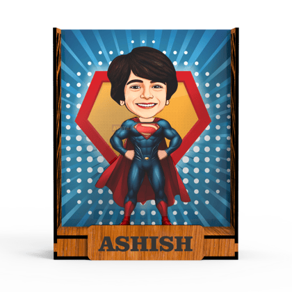 Avataar Studio Personalized Gift for Husband, Wife, Boyfriend, Girlfriend Character Caricature Photo Frame Unique Design Customized Gift for Friends & Family Return Gift (SUPERMAN Box, With Name)