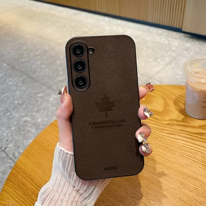 Samsung S23 Maple Leaf Stone Texture Case-Brown