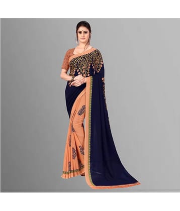 ANAND SAREES Georgette Saree With Unstitched Blouse Piece ( Blue )
