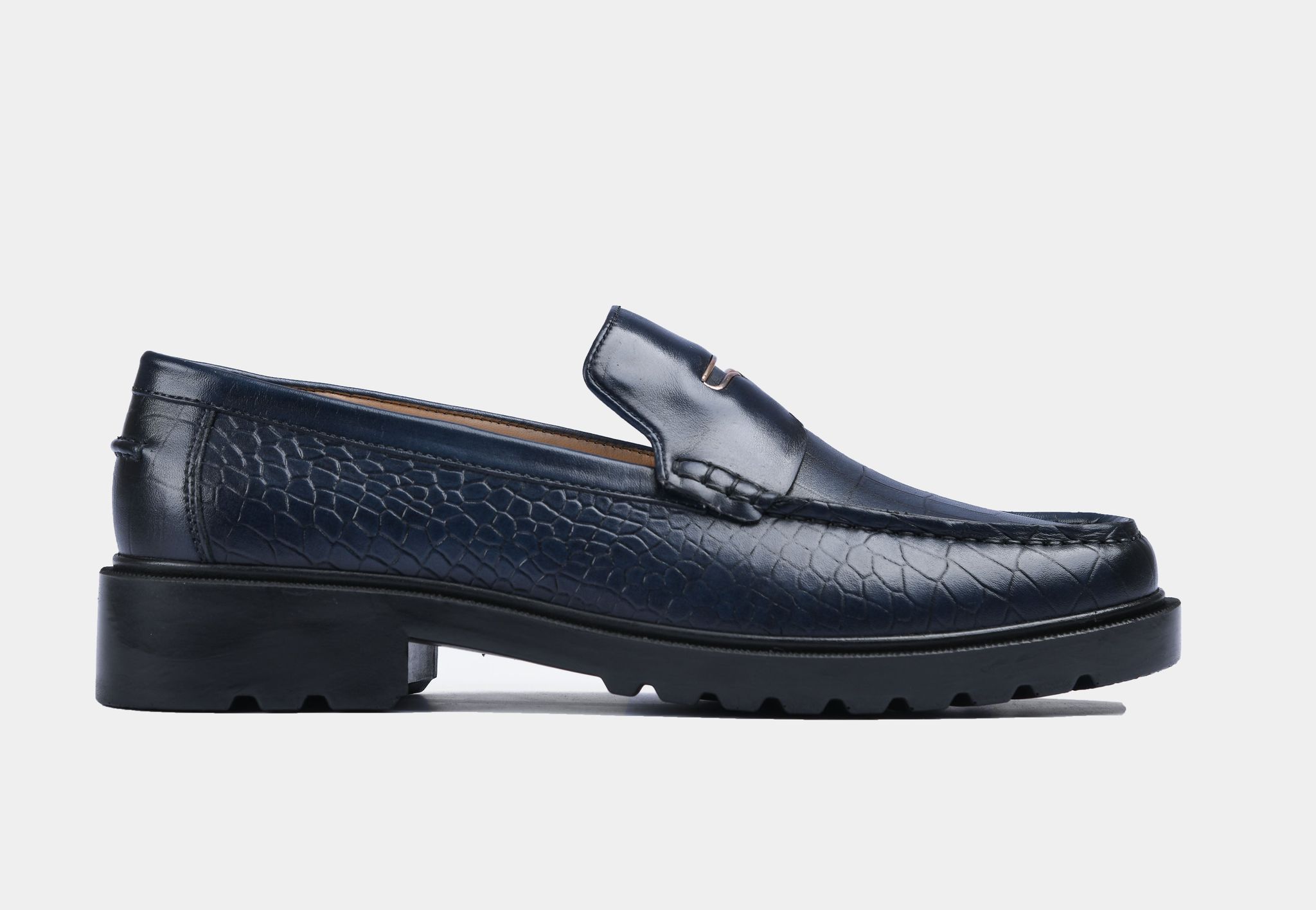 Blue Croc Trim Loafers | SoleSculpt Lite (Sale)-UK 6