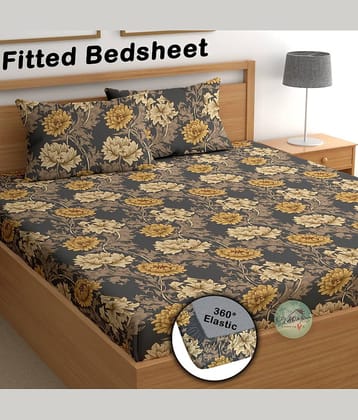 CG HOMES Microfibre 1 Double Fitted Bedsheet with 2 Pillow Covers ( 220 cm x 220 cm ) , Brown