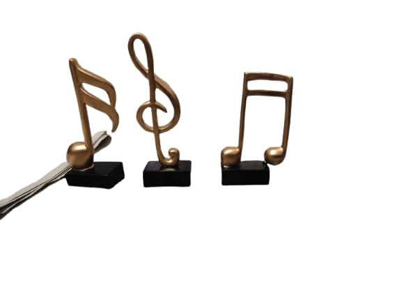 Patwari Arts Home Decorative Showpiece Musical Notes Sculpture Golden Color Resin Art Pieces, Set of 3.