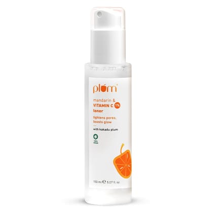 Plum 1% Vitamin C Toner with Mandarin & Kakadu Plum | Alcohol-free Toner | For Glowing Skin | Soft Spray Dispenser | Fragrance-Free | For All Skin Types | Women & Men | 100% Vegan | 150 ml Plum 1% Vitamin C Toner with Mandarin & Kakadu Plum | Alcohol-fre