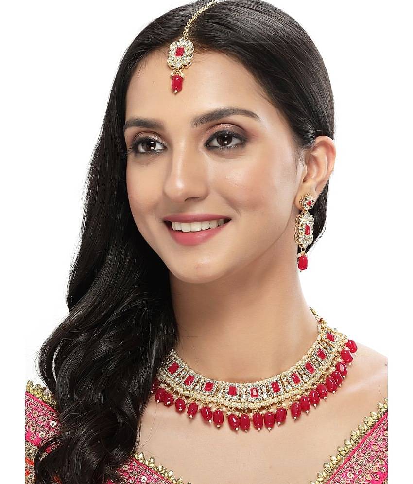 Sukkhi Red Alloy Necklace Set ( Pack of 1 )