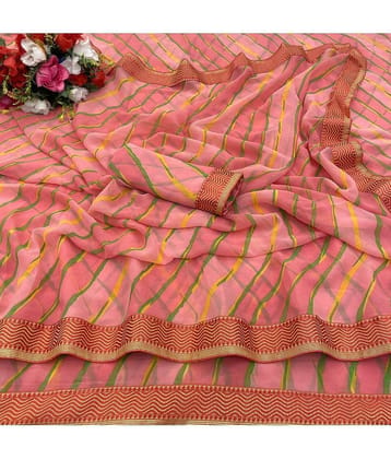 Gullak Georgette Printed Saree With Unstitched Blouse Piece ( Rust )