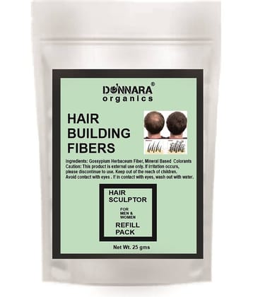 Donnara Organics Hair Building Fiber Instant Fuller Hair Refill Pack (Black) 25 gm