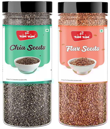 YUM YUM Raw Chia Seeds+ Raw Flax Seeds - Seeds for Weight Loss 400 g Combo Pack
