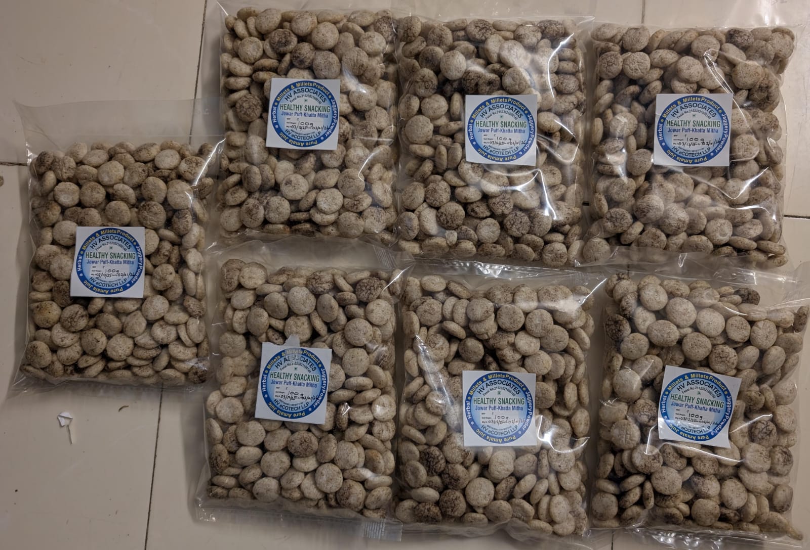 HV ASSOCIATES Healthy Snacking Jowar Puffs (100g) | Khatta Mitha Flavour | Light & Crispy Sorghum Puffs | Gluten-Free Snack