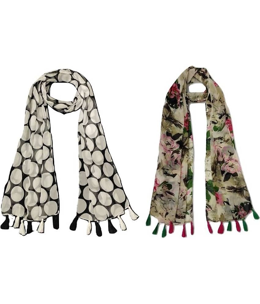 stolevilla Multi Printed Poly Cotton Yarn Stoles ( Pack of 2 )