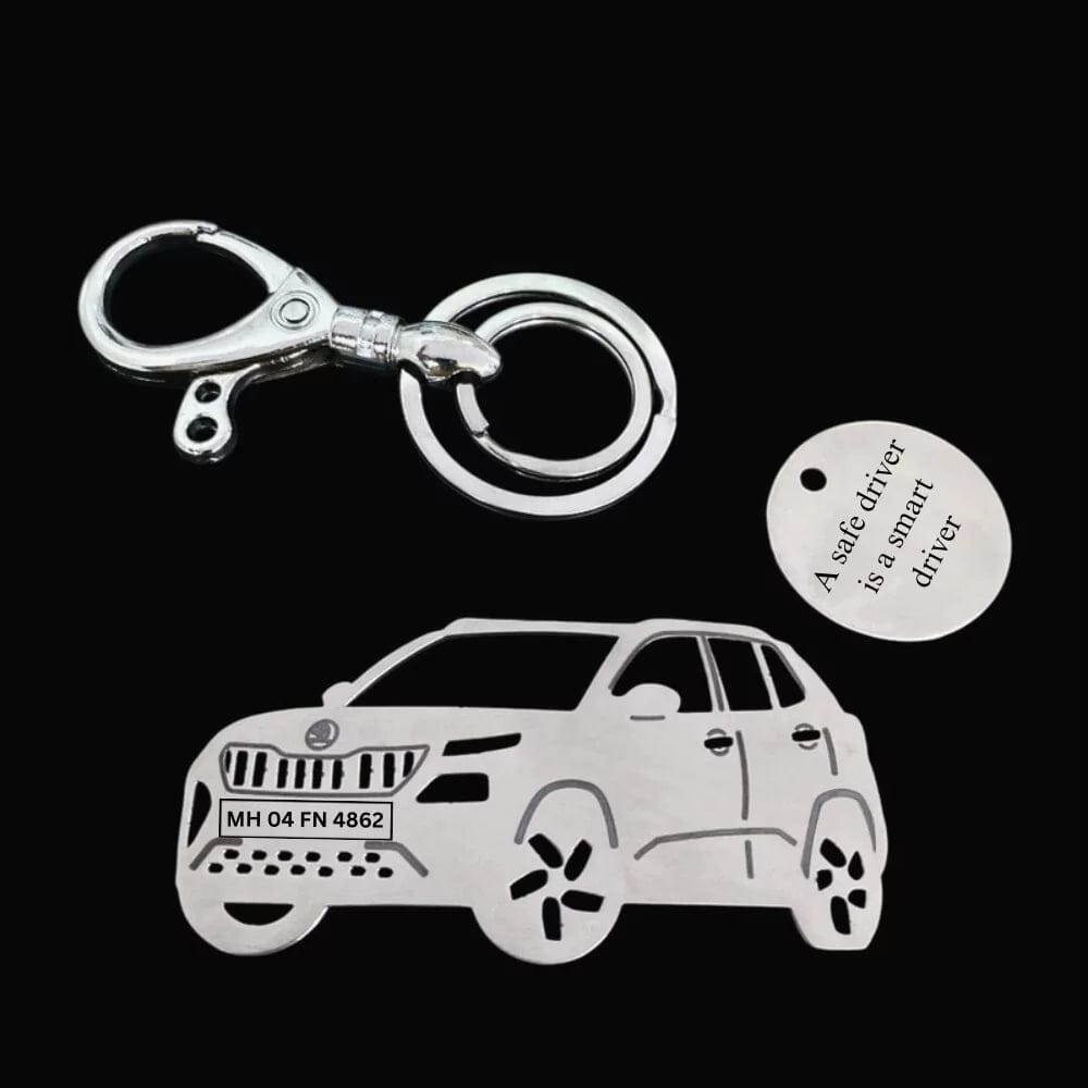 Skoda Kylaq Keychain-Side View / Silver