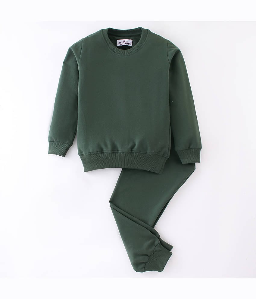 Nite Flite Pack of 1 Girls Cotton Nightsuit Set ( Olive )