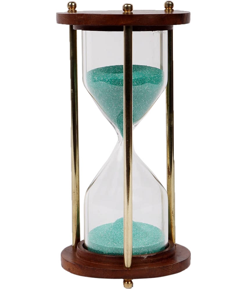 Generic - Brass and Wood Green Sand Timer Showpiece 14 cm
