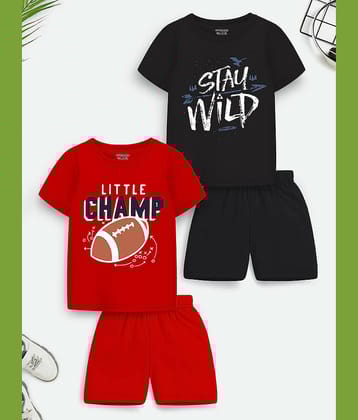 Trampoline Pack of 2 Boys Cotton Blend T-Shirt & Shorts Set ( Multicolor 1 )