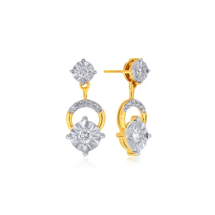 Senco Gold Radiant Orbs Diamond Drop Earrings (2.5 gram / 0.21 Ct / HI-SI / 14K Yellow Gold)