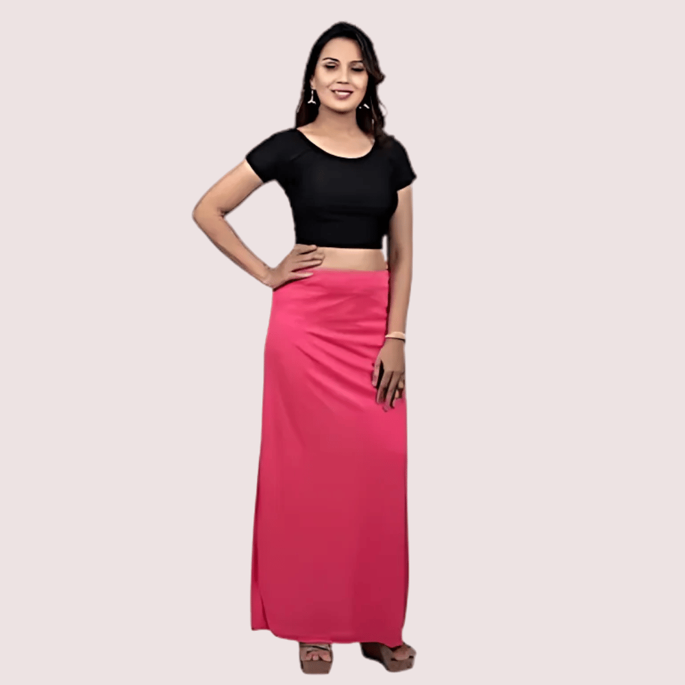 Ladies Glossy silk saree's Pink Petticoat - Sarees | Buy online on ZillyBuy