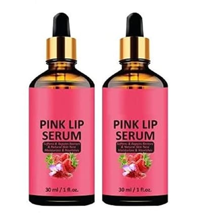 Elecsera Pink Lip Serum Oil -With Vitamin E- For Glossy & Shiny Lips with Moisturizing Effect-Fruity Flavor- Men & Women Combo pack of 2 bottles of 30 ml(60 ml) Fruity (Pack of: 2, 30 g)