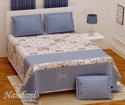 5001-Bedsheet Adda- Pure Cotton Double Bedsheet With Two Pillow Cover - Special Offer for Min 2 or More buyer Customer  -DB-(108*108 IN)