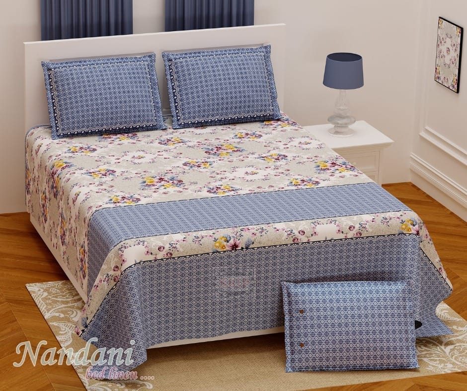 5001-Bedsheet Adda- Pure Cotton Double Bedsheet With Two Pillow Cover - Special Offer for Min 2 or More buyer Customer  -DB-(108*108 IN)