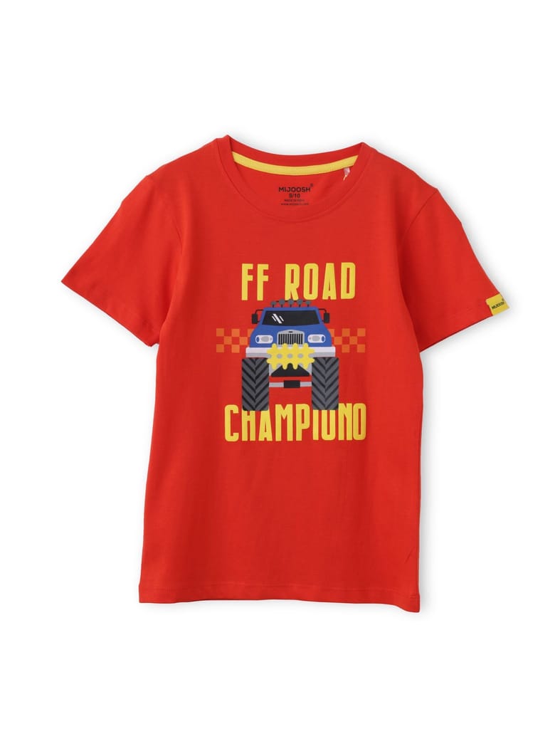 Chic Kids Boys T-Shirt Fiery Red / Blue Coral, Soft Cotton, Ages 7-14 (2pcs pack) 2025 at ShopCi
