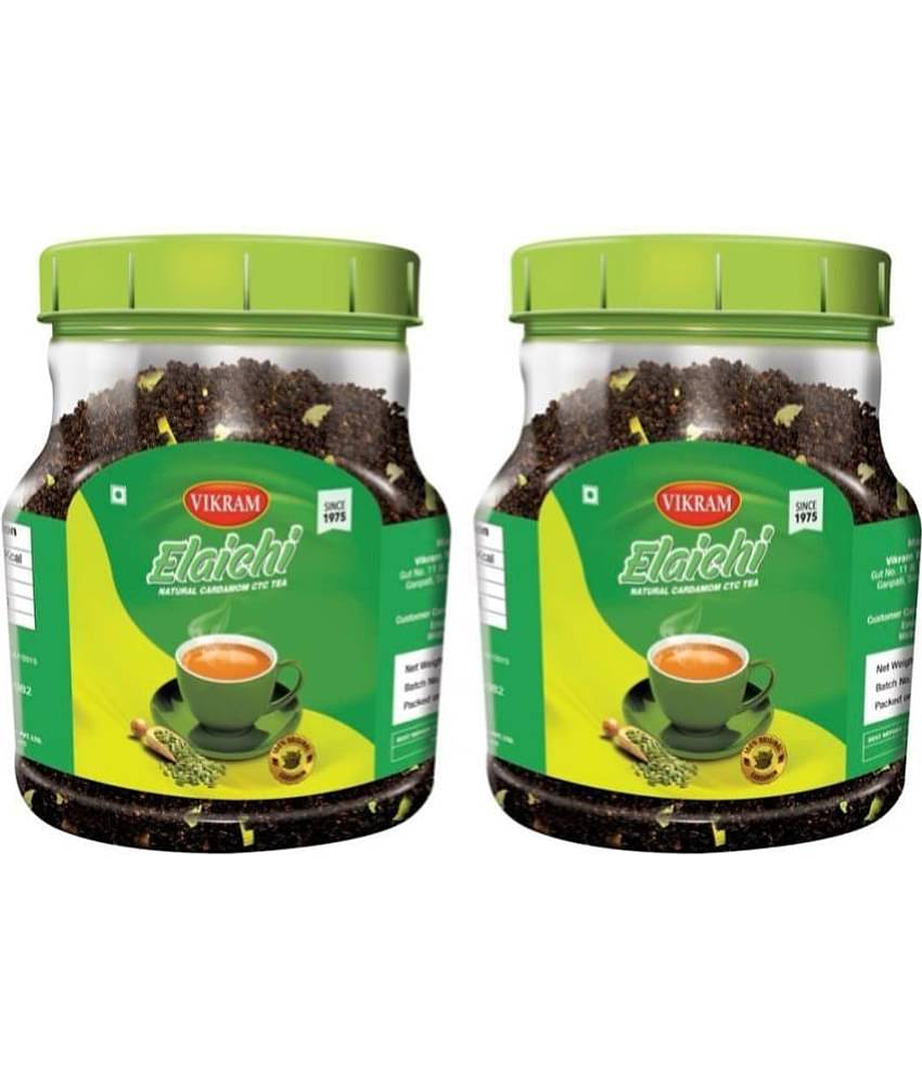 VIKRAM Elaichi Ctc Tea, Enriched With 100% Natural Ground Cardamom (Elaichi) 500gm Each (Pack Of 2)