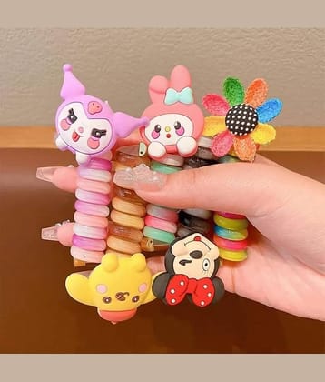 03 Pieces Cute Cartoon Ponytail Maker Wire Hair Bands for Girls Kids Braided Spiral Hair Ties Elastic Braids Hair Accessories for Girls.
