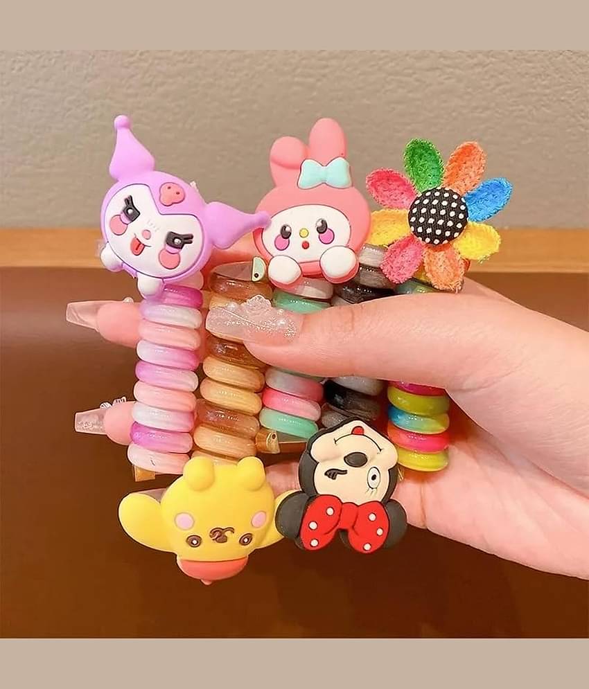 03 Pieces Cute Cartoon Ponytail Maker Wire Hair Bands for Girls Kids Braided Spiral Hair Ties Elastic Braids Hair Accessories for Girls.