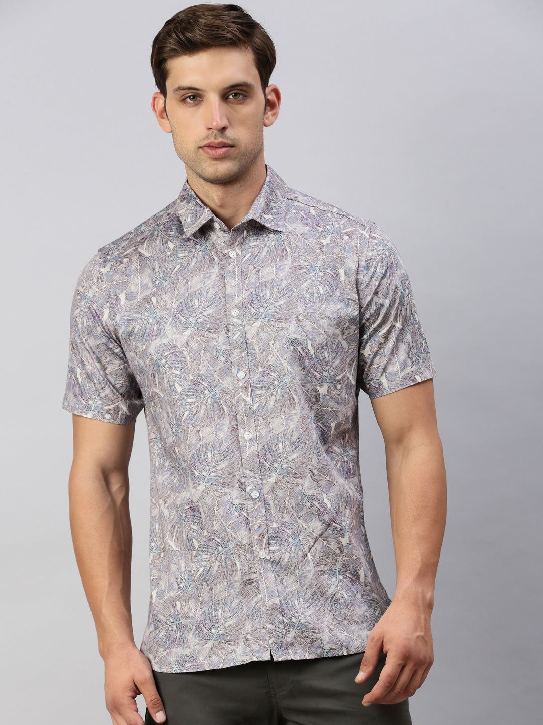 Classic Polo Men's Half Sleeve Multicolor Cotton Slim Fit Woven Shirt | SP2-GN-17 B-HS-PRT-BSL