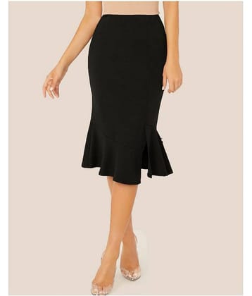 Addyvero Cotton Lycra Ruffled skirt - Black Single