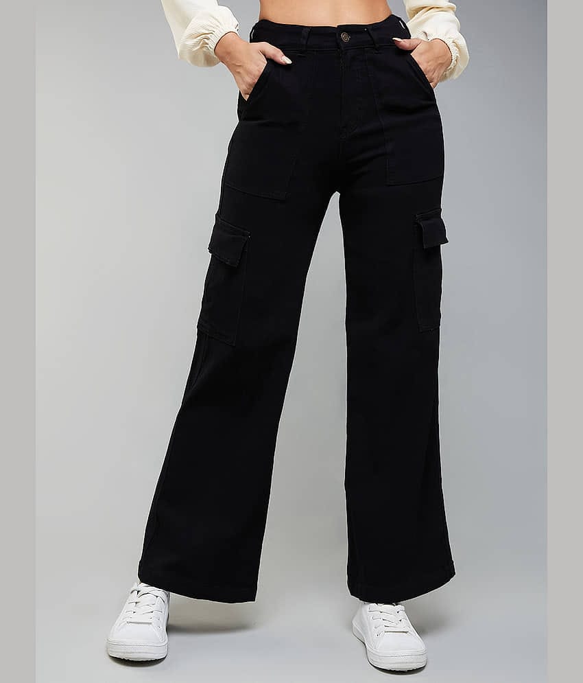 Dolce Crudo - Black Denim Wide Leg Women's Jeans ( Pack of 1 )