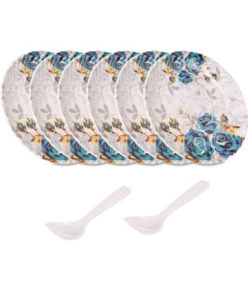 HomePro R L 103 Plates ,Serving Spoons Blue Melamine Dinner Set ( Pack of 8 )